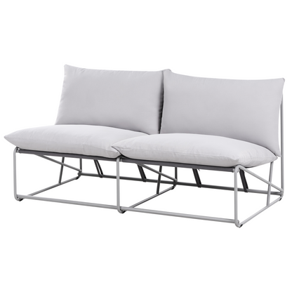 Home Oversized Grey Sofa With Metal Backrest Slipper Design