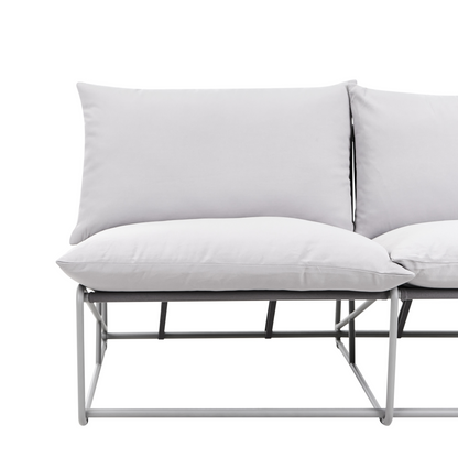Home Oversized Grey Sofa With Metal Backrest Slipper Design