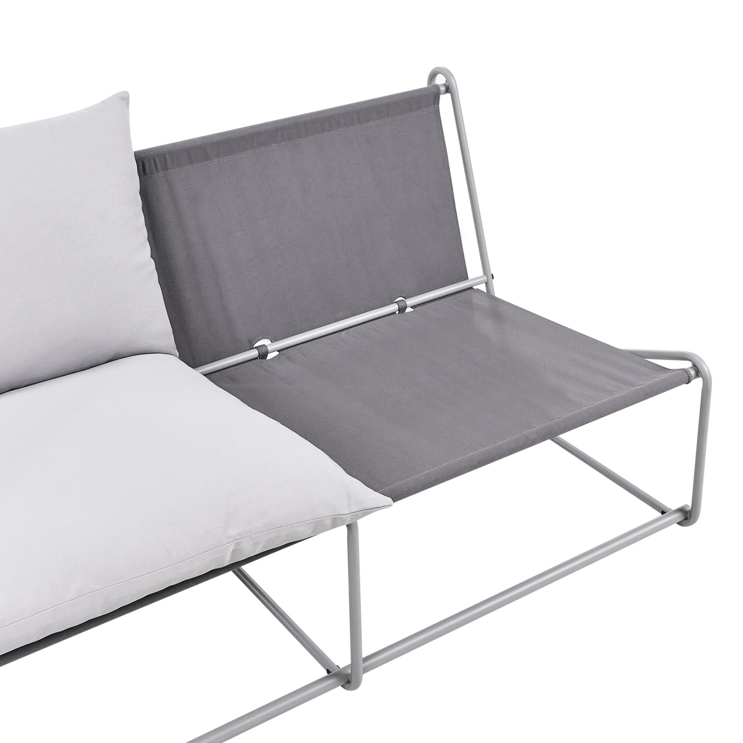 Home Oversized Grey Sofa With Metal Backrest Slipper Design