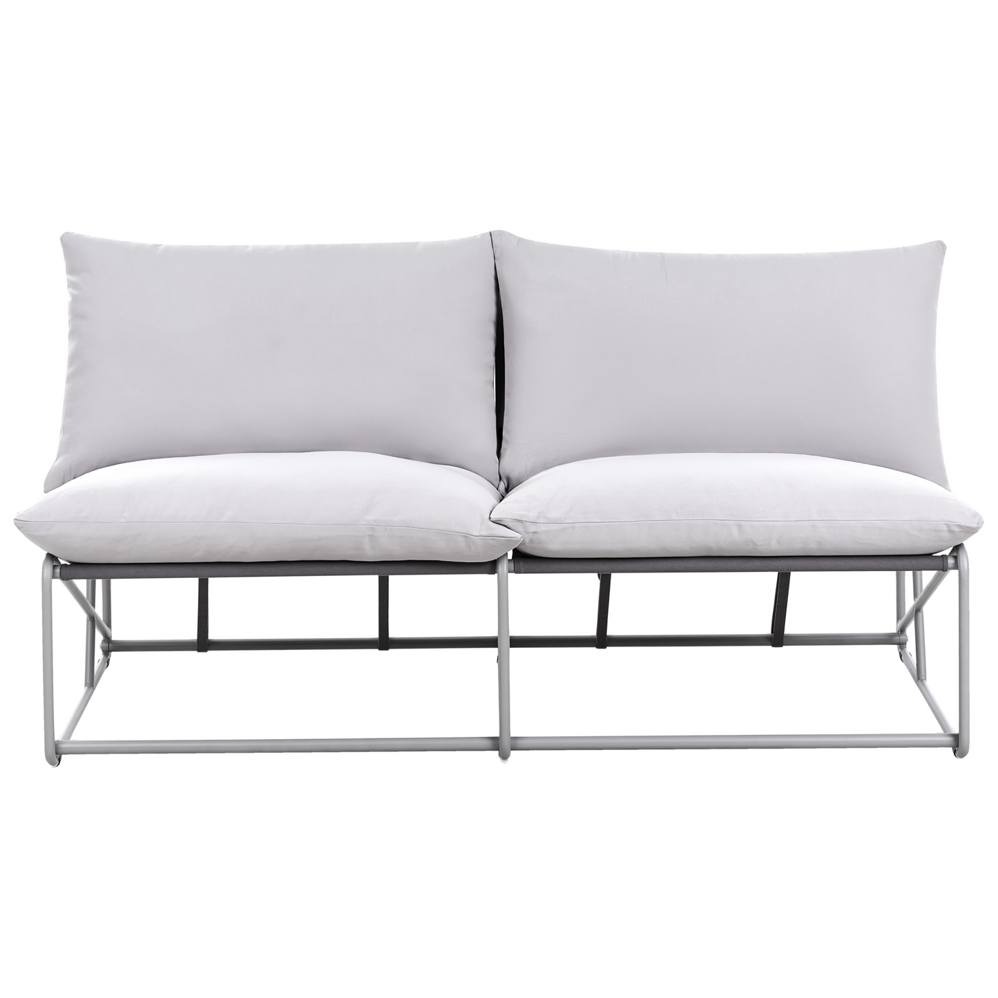 Oversized Sofa And Armchair Set Grey With Metal Backrest