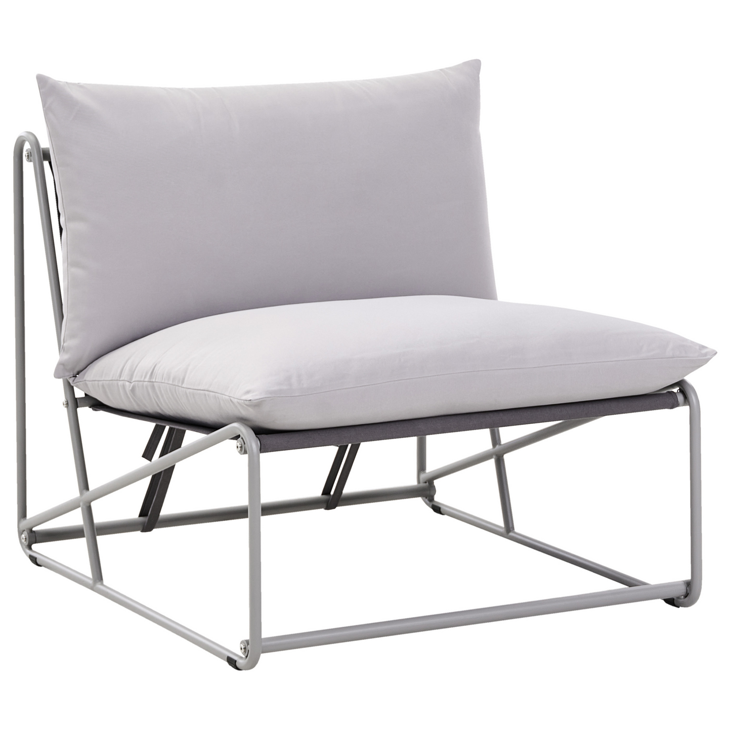 Oversized Sofa And Armchair Set Grey With Metal Backrest