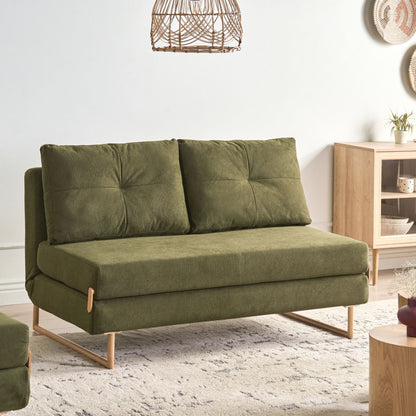 Green Fabric 3Seater Sofa Bed Foldout 5Position Reclining