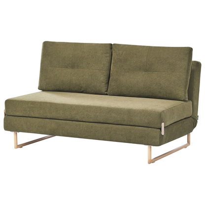 Green Fabric 3Seater Sofa Bed Foldout 5Position Reclining