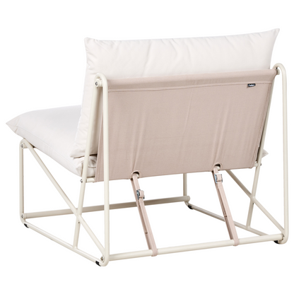 Oversized Chair Beige Armless with Metal Backrest Slipper Design for Indoor Outdoor Waterproof Cushions