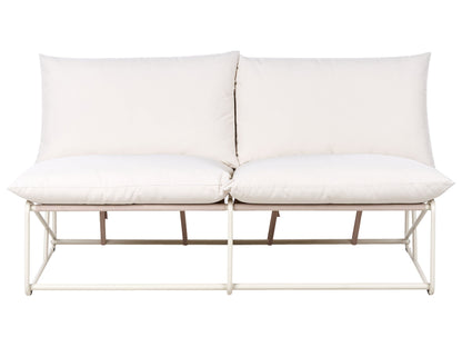 Low Oversized Sofa Beige Metal Backrest Indoor Outdoor