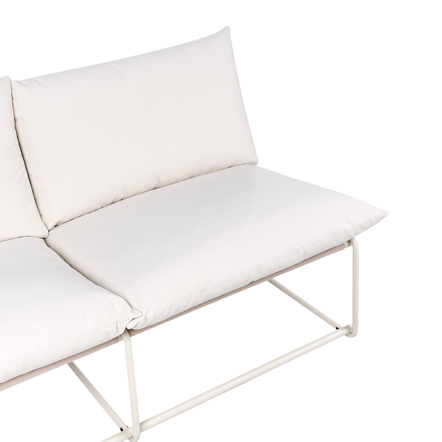 Low Oversized Sofa Beige Metal Backrest Indoor Outdoor