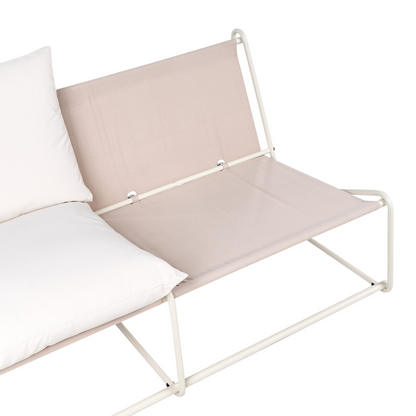 Low Oversized Sofa Beige Metal Backrest Indoor Outdoor
