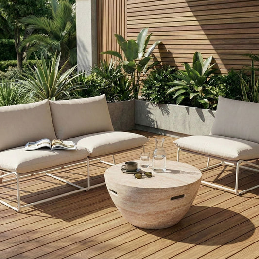 Low Oversized Sofa and Armchair Beige Slipper Design