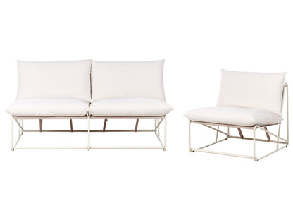 Low Oversized Sofa and Armchair Beige Slipper Design