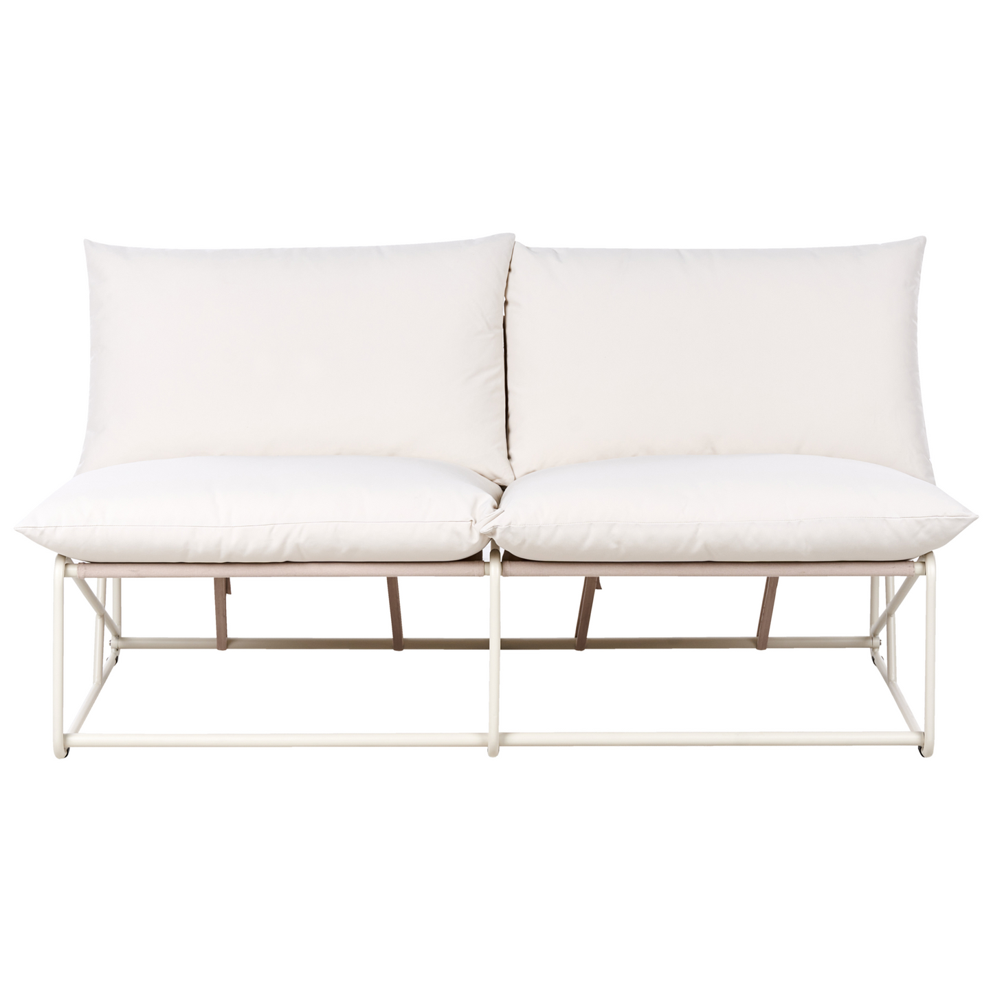 Low Oversized Sofa and Armchair Beige Slipper Design