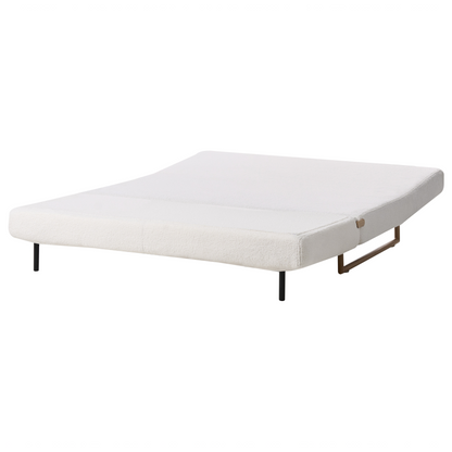 3 Seater Sofa Bed Off White Boucle With 5 Position Reclining Backrest And Fold Out Sleeper
