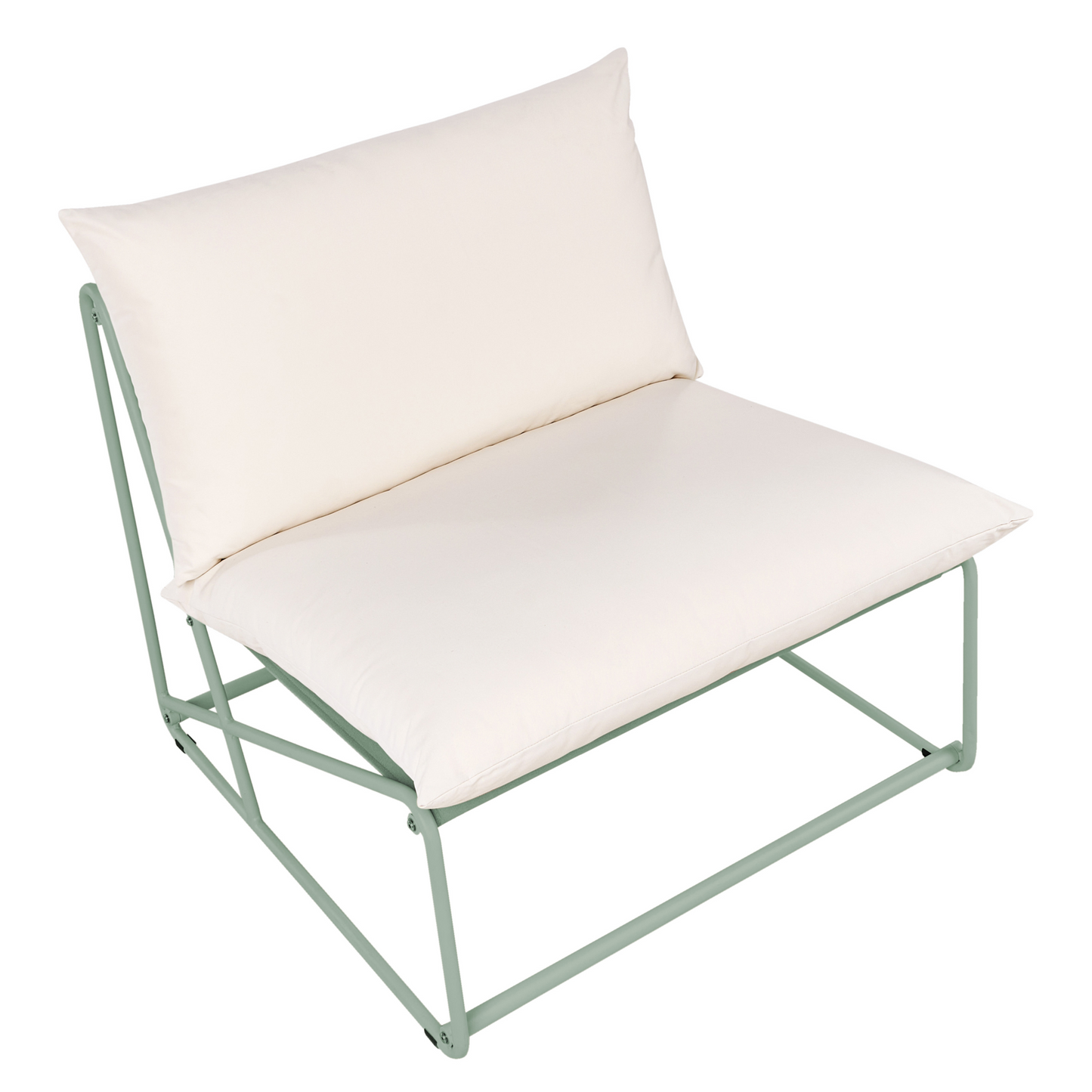 Urban Attic Low Oversized Chair Green Metal Backrest Slipper Design
