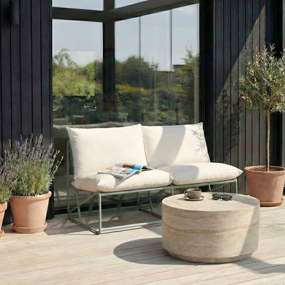 Green Oversized Armless Sofa With Metal Backrest