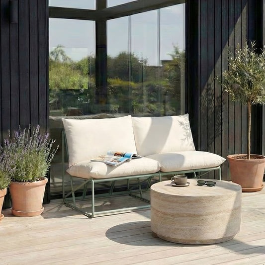 Green Oversized Armless Sofa With Metal Backrest