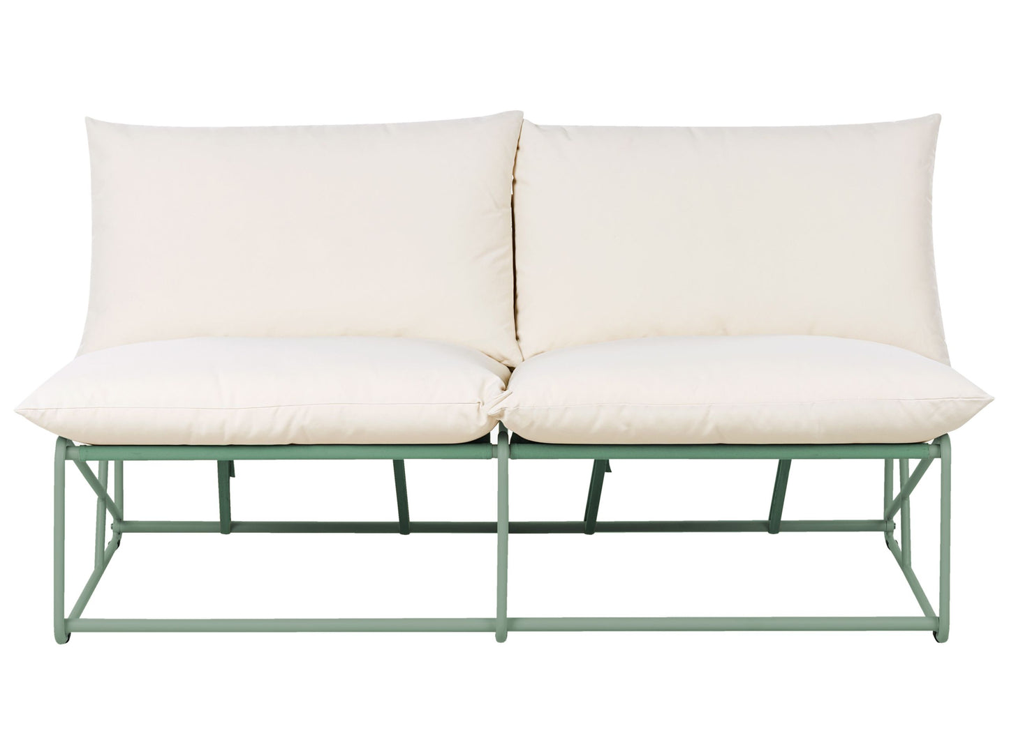Green Oversized Armless Sofa With Metal Backrest
