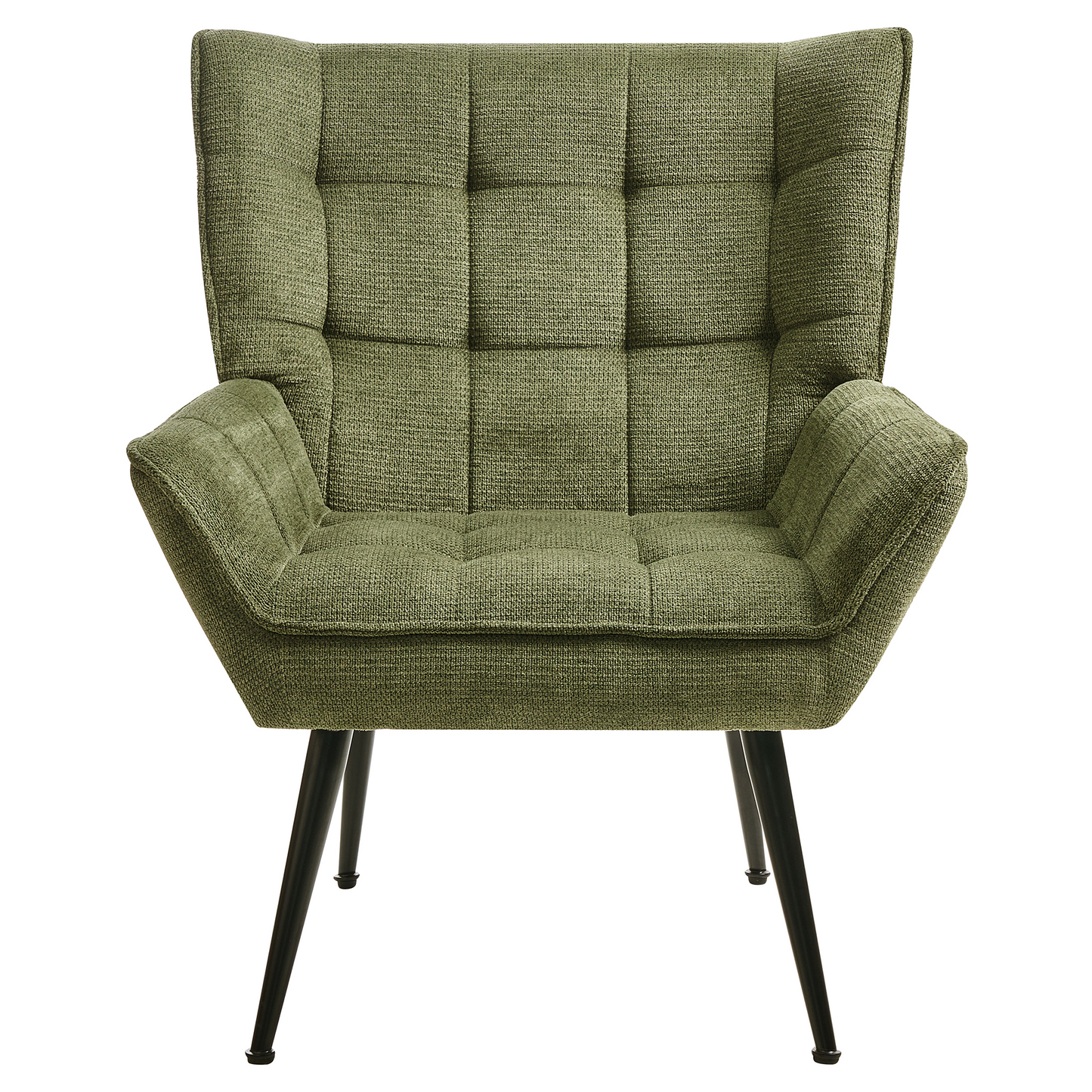 Armchair Green Water-Repellent Quilted Fabric With Armrests