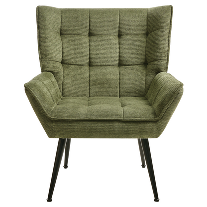 Armchair Green Water-Repellent Quilted Fabric With Armrests