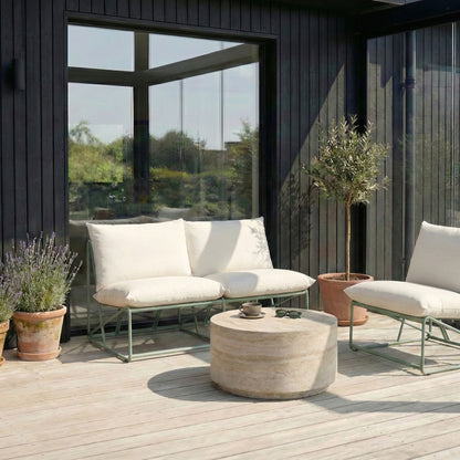 Green Armless Low Oversized Sofa And Armchair Set