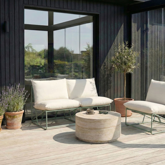 Green Armless Low Oversized Sofa And Armchair Set