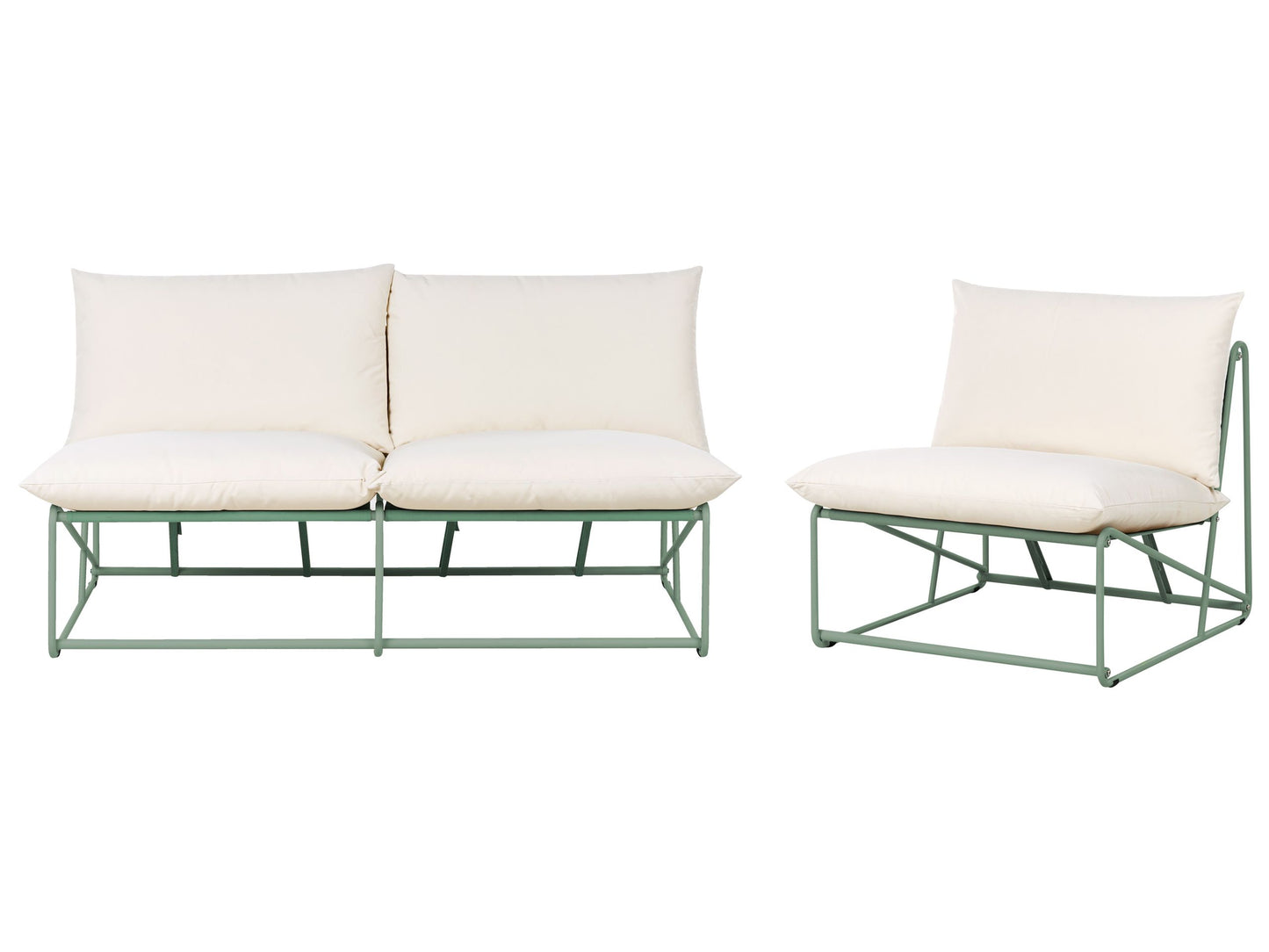 Green Armless Low Oversized Sofa And Armchair Set