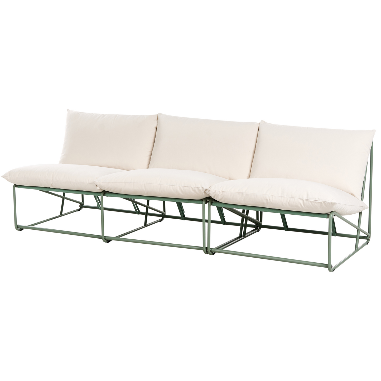 Green Armless Low Oversized Sofa And Armchair Set