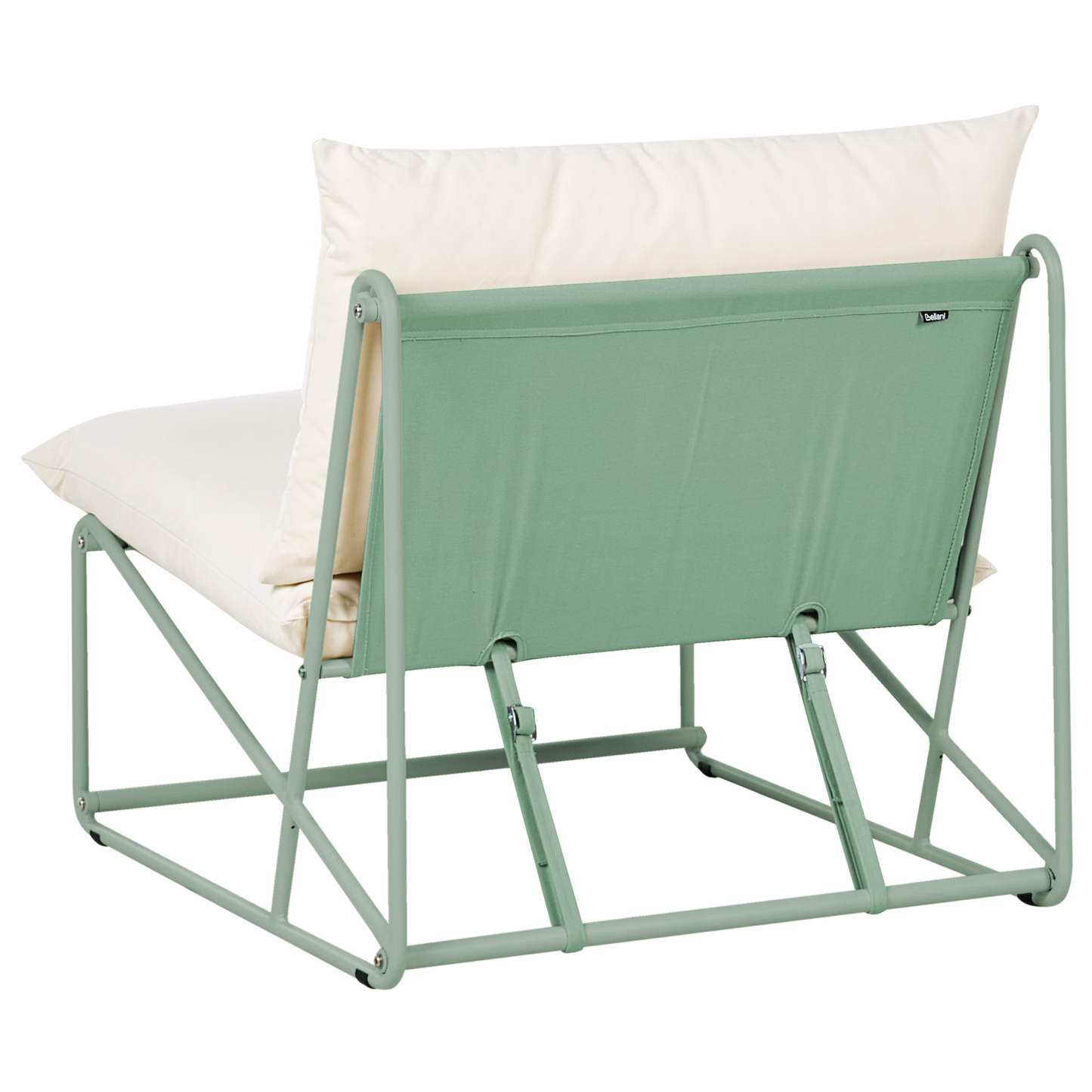 Green Low Profile Sofa and Chairs With Metal Backrests