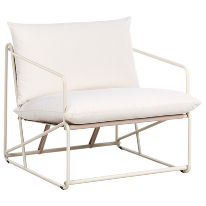 Oversized Chair Light Beige Metal Backrest Cushioned