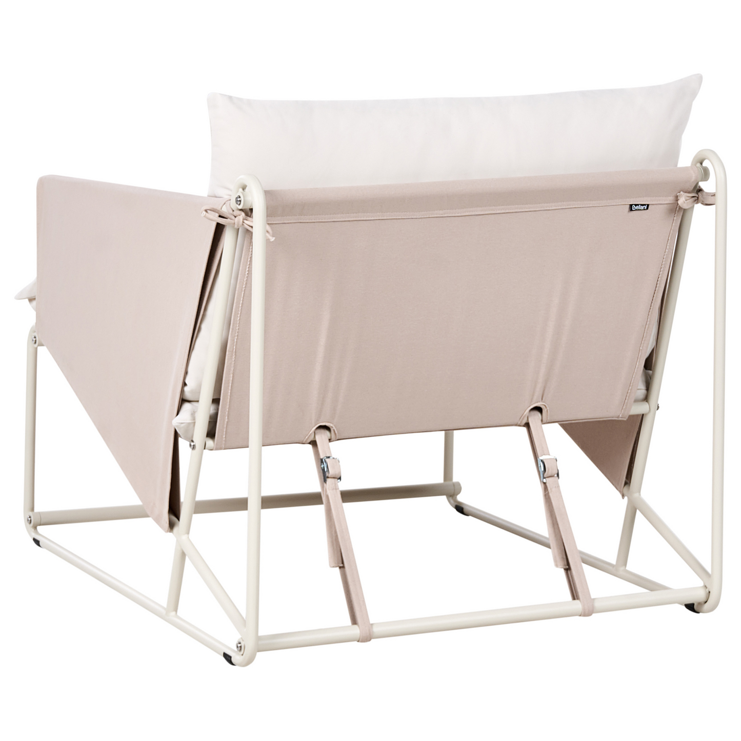 Oversized Chair Light Beige Metal Backrest Cushioned