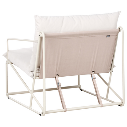 Oversized Chair Light Beige Metal Backrest Cushioned