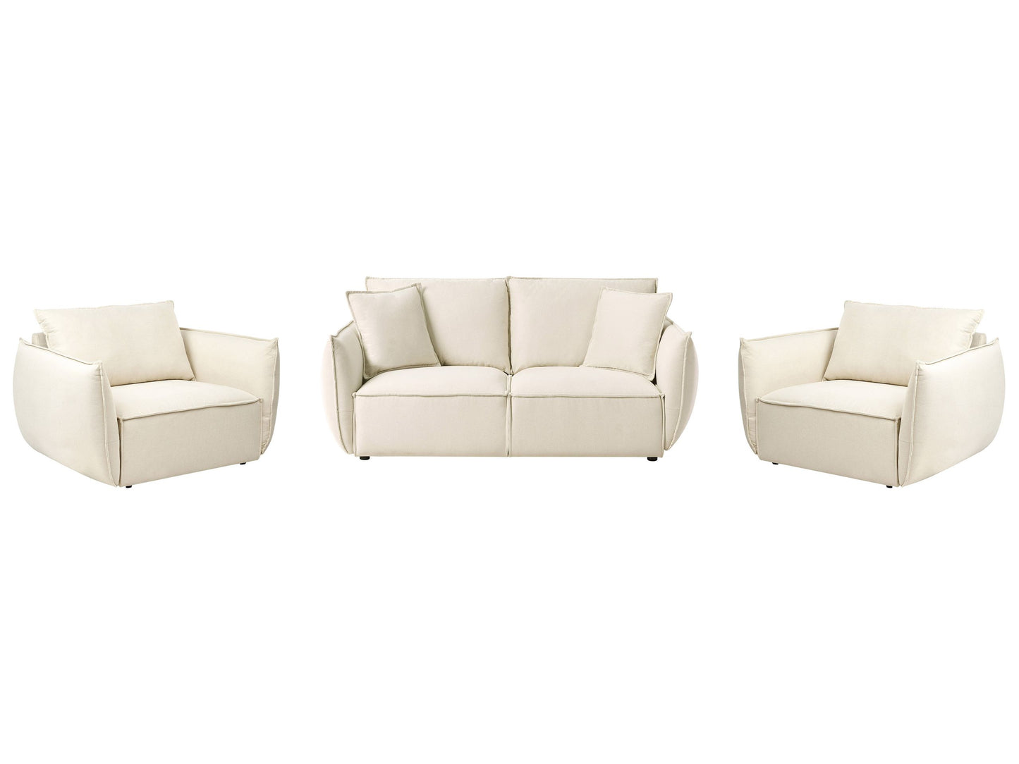 Living Room Set Beige Fabric Upholstery Low Profile Deep Seat