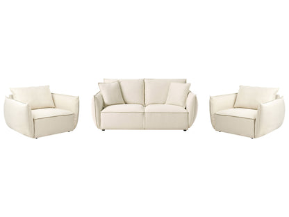Living Room Set Beige Fabric Upholstery Low Profile Deep Seat