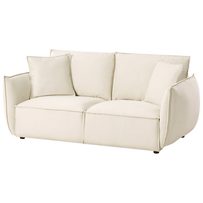 Living Room Set Beige Fabric Upholstery Low Profile Deep Seat
