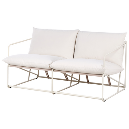 Living Oversized Two Seater Sofa Light Beige With Metal Backrest