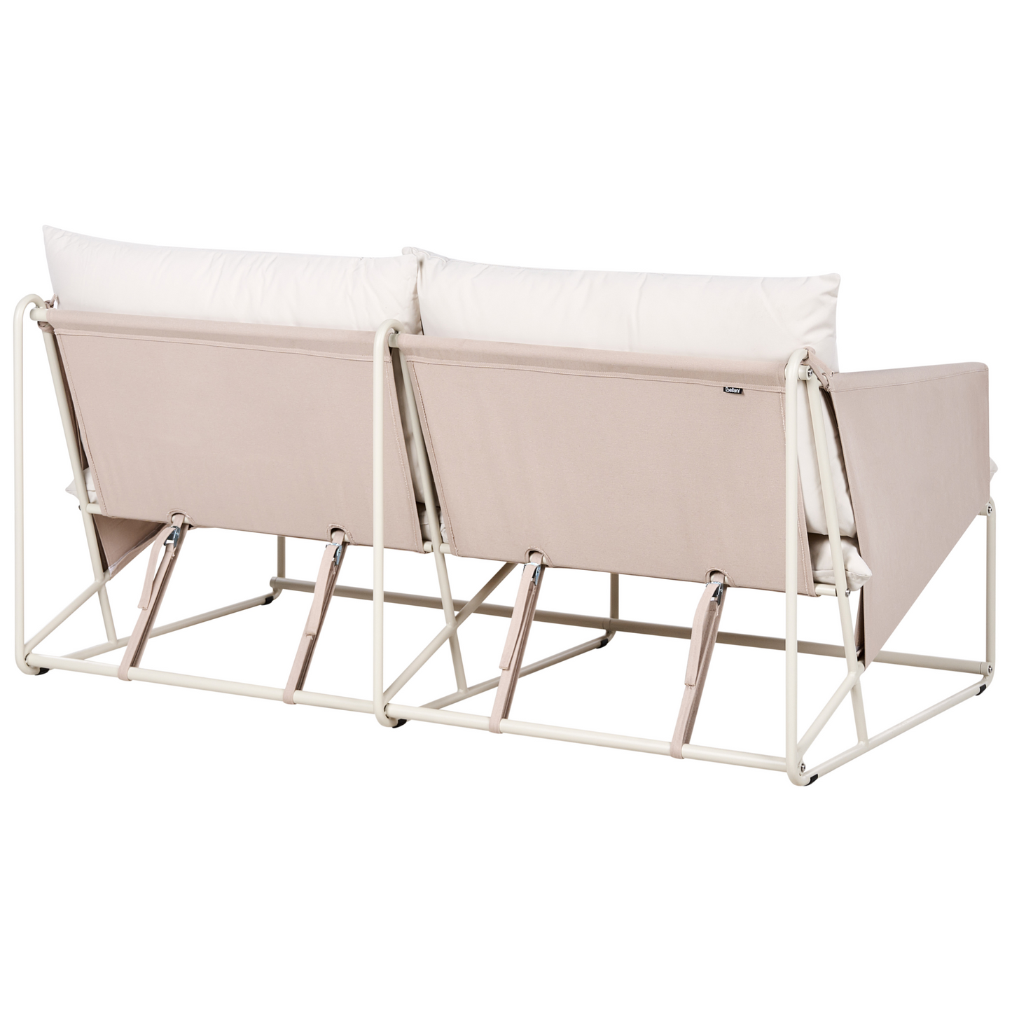 Living Oversized Two Seater Sofa Light Beige With Metal Backrest