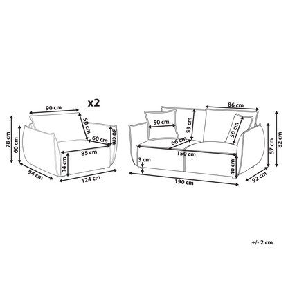 Living Room Set Beige Fabric Upholstery Low Profile Deep Seat