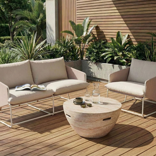 Slipper-Design Low Oversized Sofa Set Light Beige