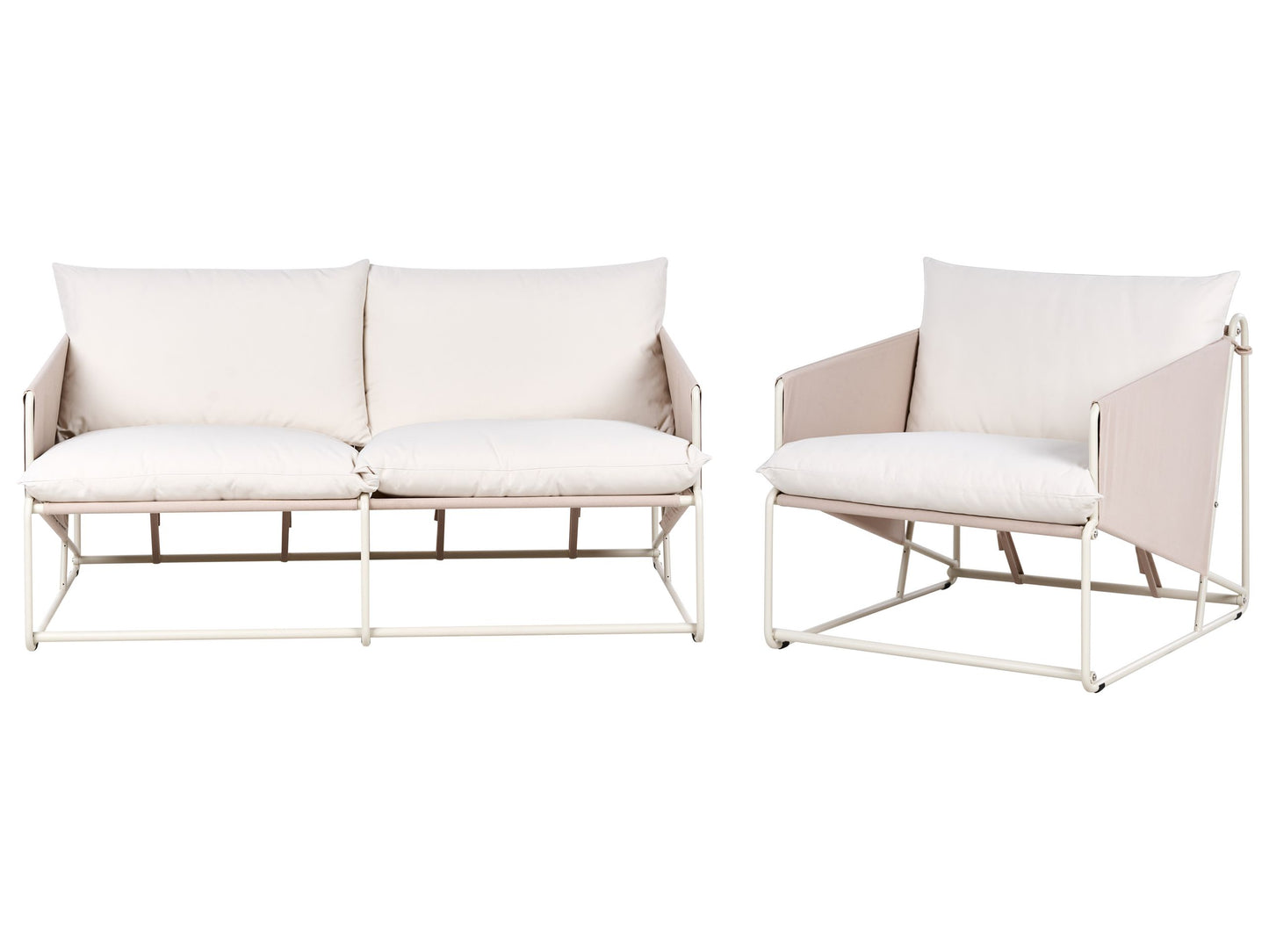 Slipper-Design Low Oversized Sofa Set Light Beige