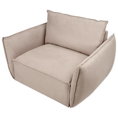 Taupe Fabric Living Room Set Sofa Armchairs Low Profile