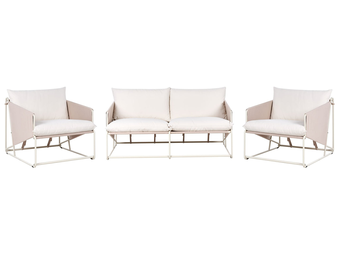 Slipper Design Oversized Sofa And Chairs Set Light Beige Outdoor