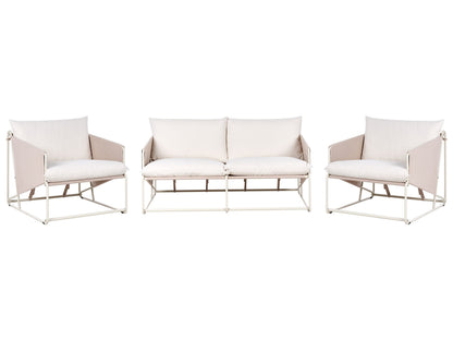 Slipper Design Oversized Sofa And Chairs Set Light Beige Outdoor