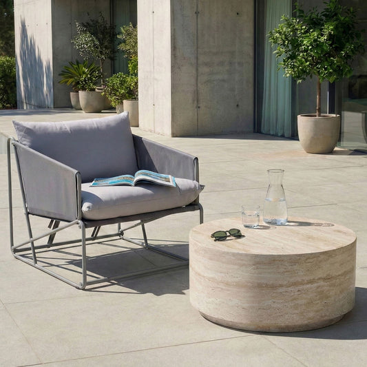 Home Grey Oversized Slipper Chair With Waterproof Upholstery