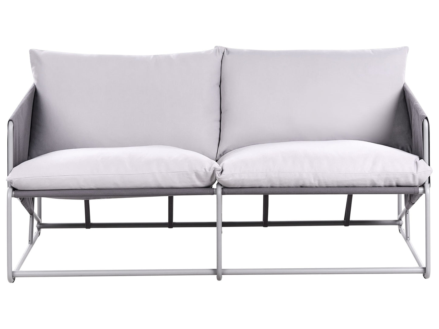 Home Low Profile Oversized Sofa Grey With Metal Backrest