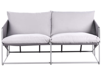Home Low Profile Oversized Sofa Grey With Metal Backrest