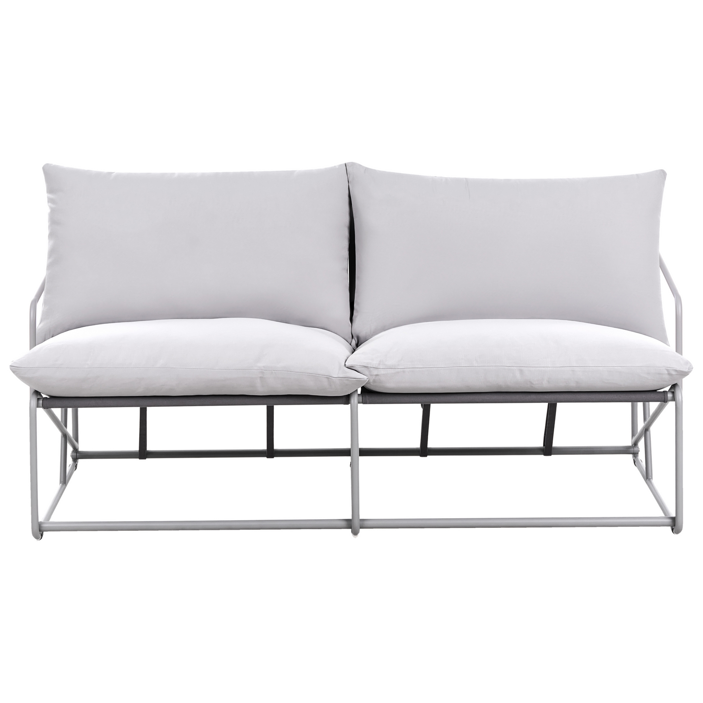 Home Low Profile Oversized Sofa Grey With Metal Backrest