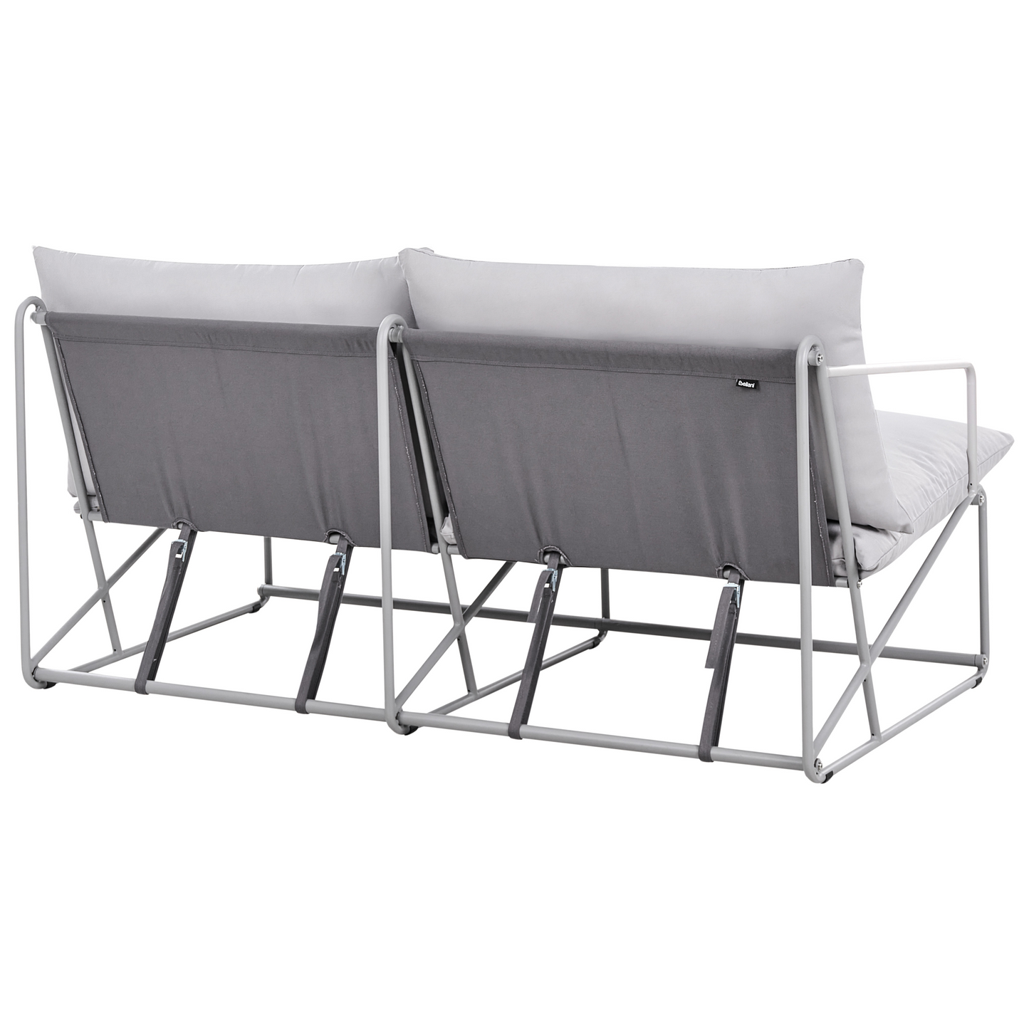 Home Low Profile Oversized Sofa Grey With Metal Backrest