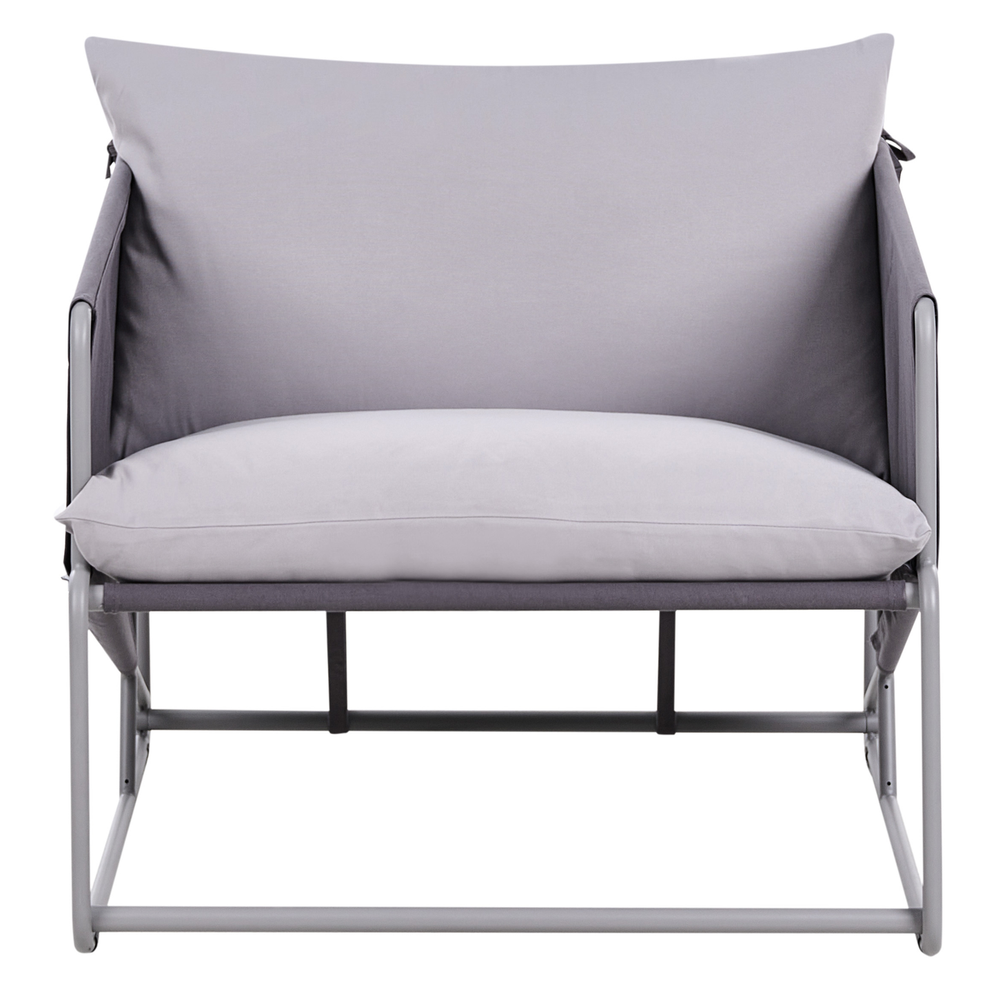 Low Oversized Sofa And Chairs Set Grey Metal Backrest