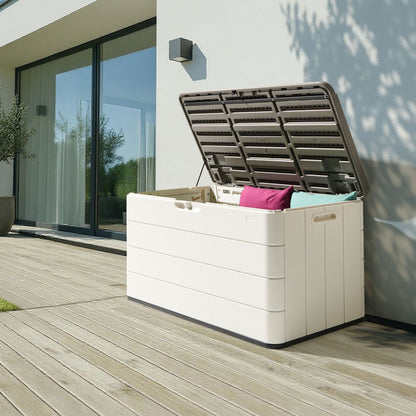 White Plastic Storage Box 116 x 60cm Outdoor Tool Box for Textiles and Cushions