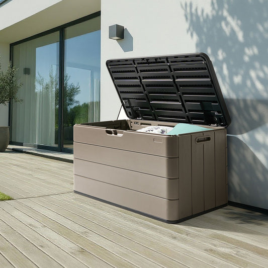 Brown Plastic Storage Box 116 x 60cm With Handles Outdoor