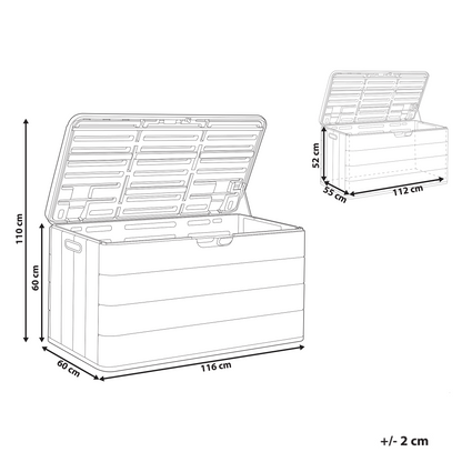 Brown Plastic Storage Box 116 x 60cm With Handles Outdoor