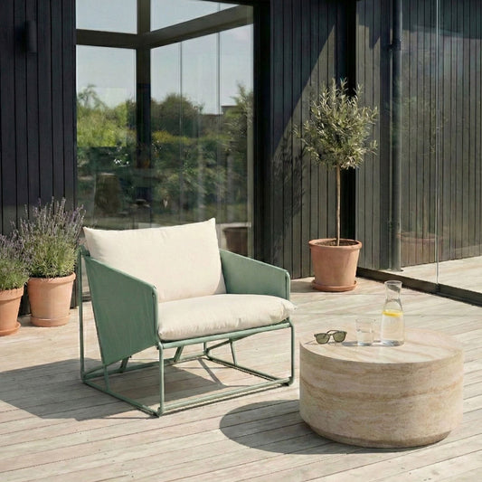 Home Low Oversized Chair Green Metal Backrest Slipper Design Indoor Outdoor Modern